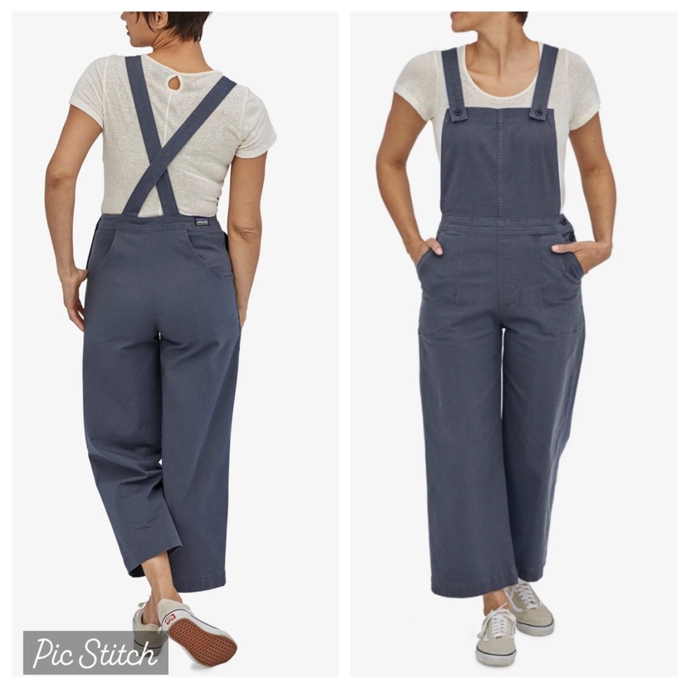 Patagonia Navy Wide-Leg Cotton Overalls Jumpsuit